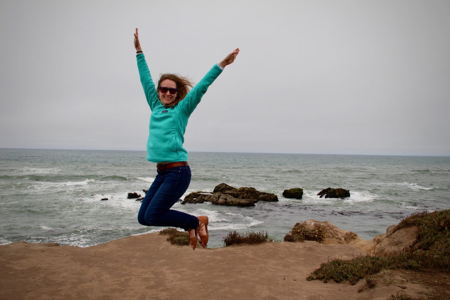 Jumping for joy along California's Highway 1 ... The Spectacular Adventurer