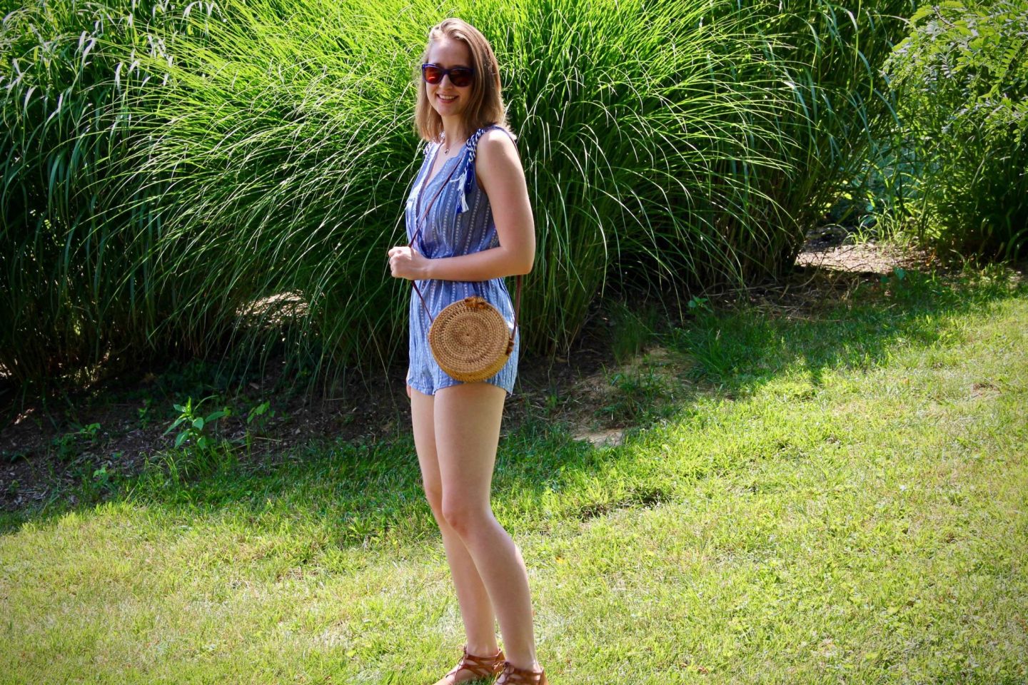 Circle Straw Purse ... How to Style a Preppy Romper ... The Spectacular Adventurer
