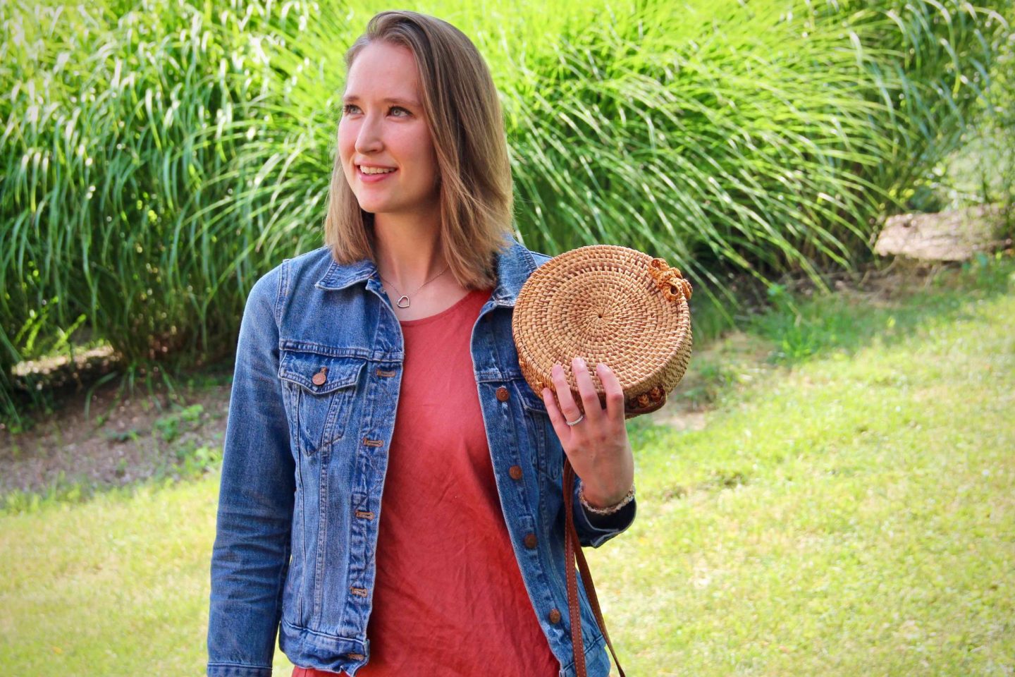 Straw Purse with Denim Jacket & Linen Dress for Easy Summer Style ... The Spectacular Adventurer